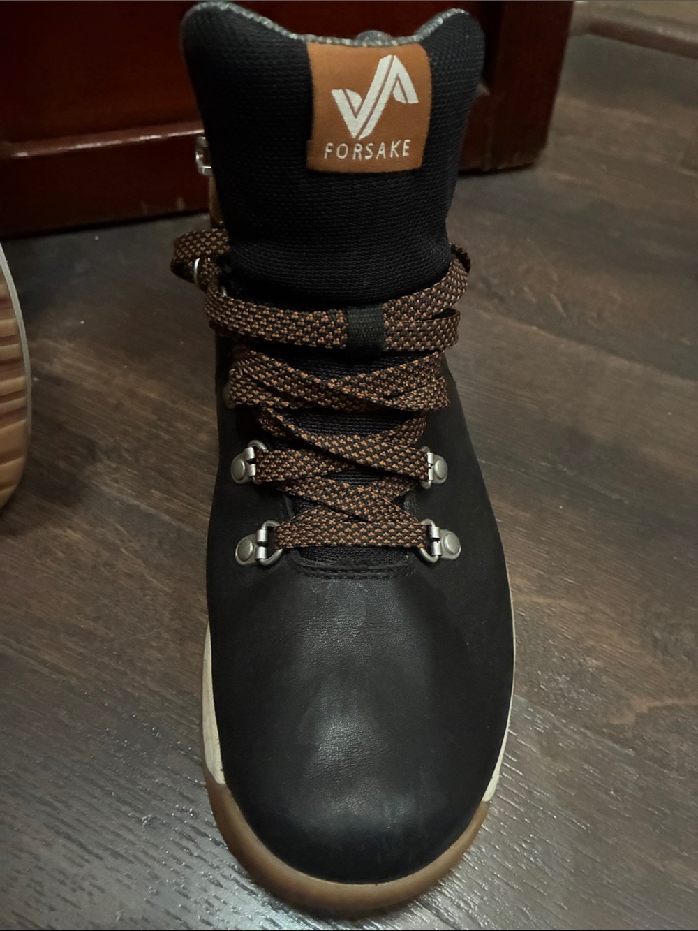 Forsake Men’s Black Leather Hiker Boots with Brown Accents